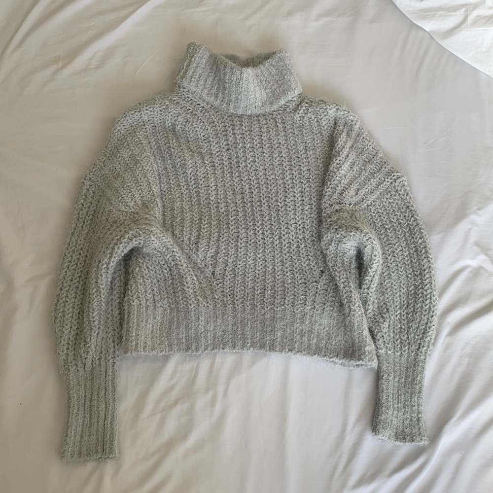 Ice Gray Express Turtleneck Cropped Sweater